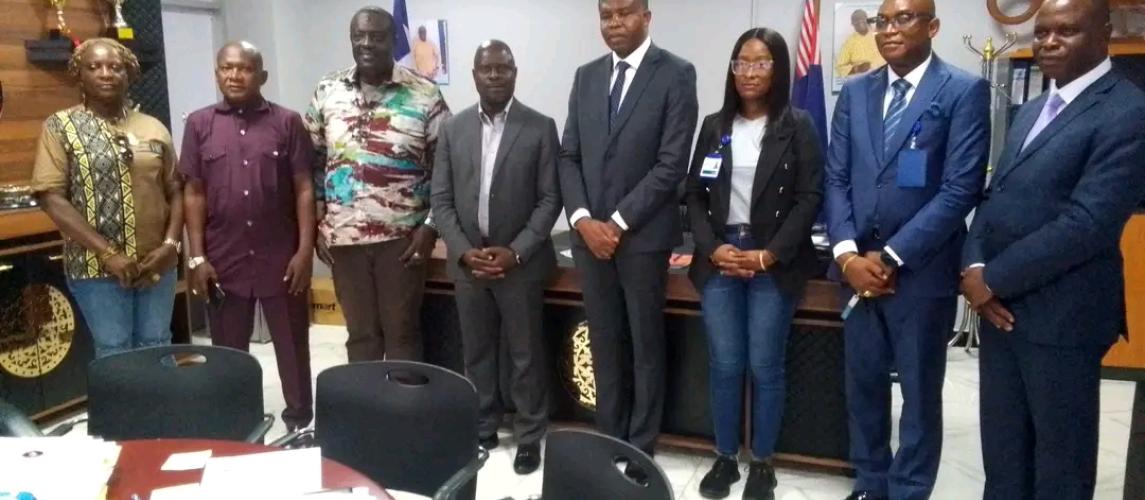Ecobank Liberia's New Director General Dr. Edward Nartey Botchway pays a courtesy visit to Youth and Sports Minister Cllr. J. Cole Bangalu